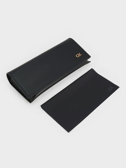 CHARLES & KEITH Exclusive / Leather Quilted Sunglasses - Black