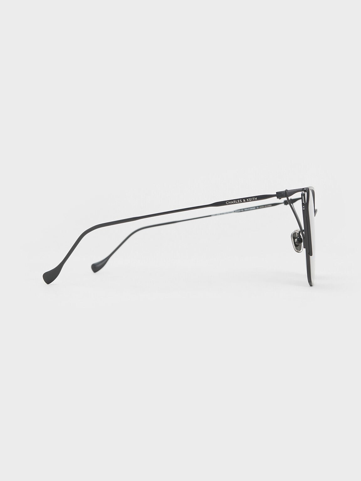 CHARLES & KEITH Smart Buy / Shea Metallic-Rim Square Sunglasses - Black