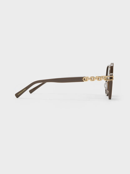 CHARLES & KEITH Signature / Delaney Chain-Link Butterfly Sunglasses - Chestnut Brown