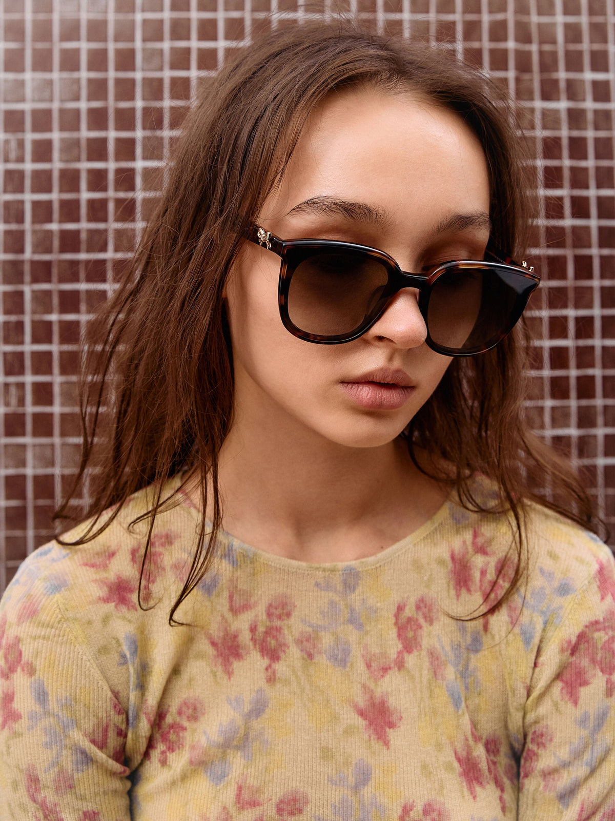 CHARLES & KEITH Best Price / Paige Bow Square Sunglasses - T. Shell