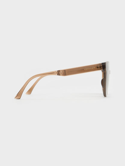 CHARLES & KEITH Smart Buy / Brea Foldable Aviator Sunglasses - Chestnut Brown
