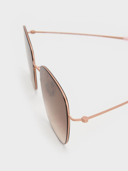 CHARLES & KEITH Trending / Miranda Square Sunglasses - Rose Gold