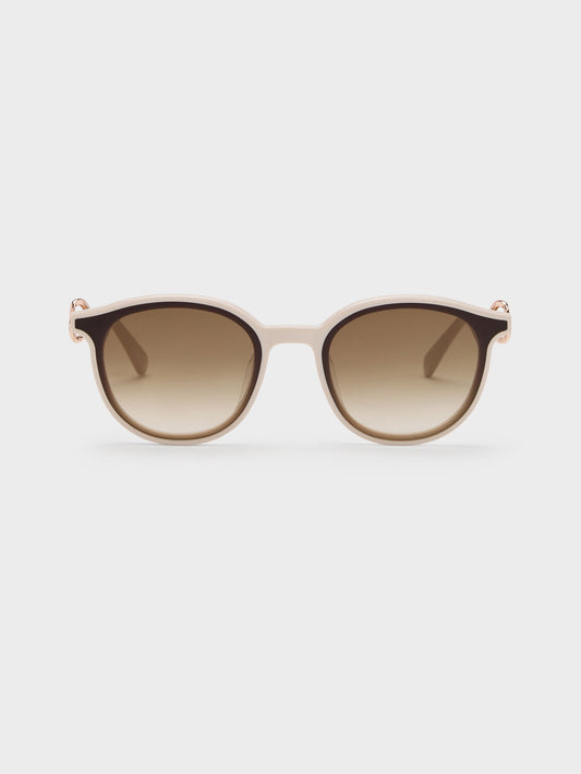 CHARLES & KEITH New / Ciara Heart-Motif Sunglasses - Oat