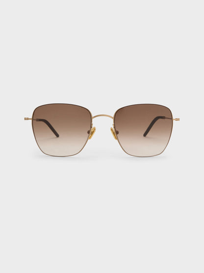 CHARLES & KEITH New / Miranda Square Sunglasses - Light Gold