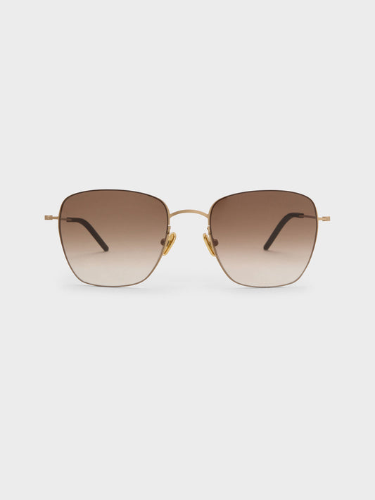 CHARLES & KEITH New / Miranda Square Sunglasses - Light Gold