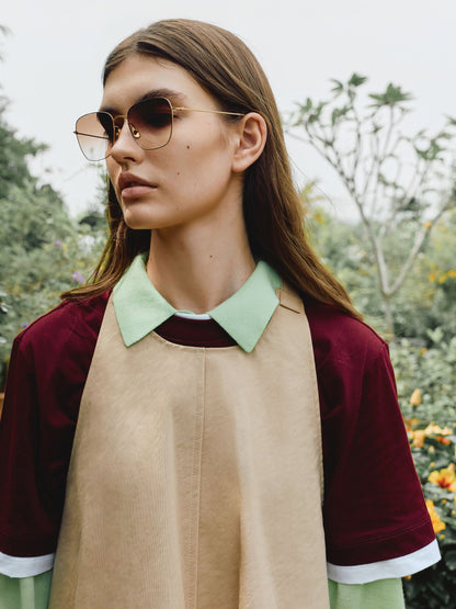 CHARLES & KEITH New / Miranda Square Sunglasses - Light Gold