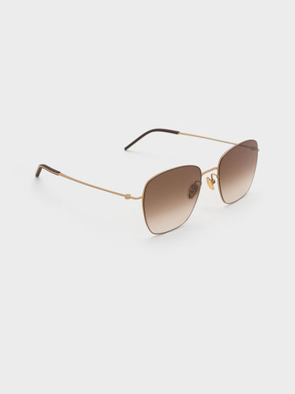 CHARLES & KEITH New / Miranda Square Sunglasses - Light Gold