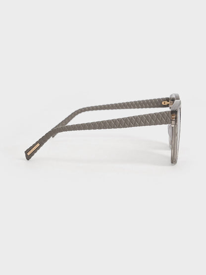 CHARLES & KEITH Everyday / Leather Quilted Sunglasses - Grey