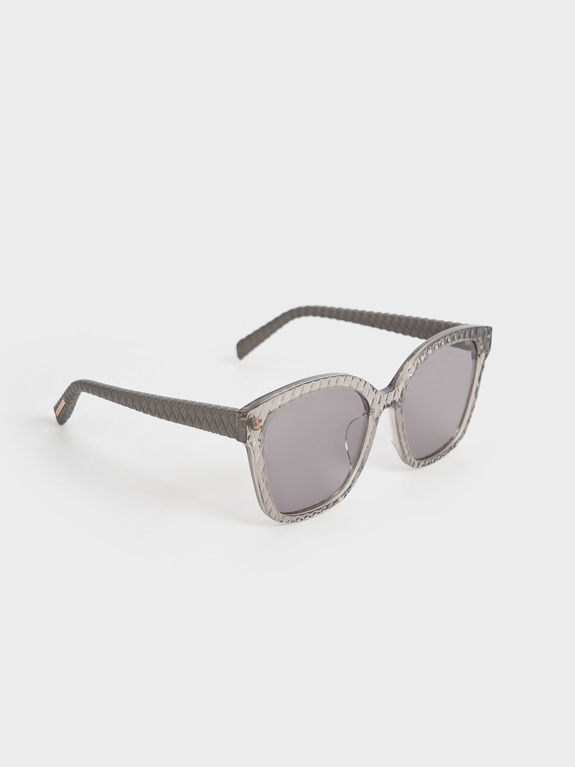 CHARLES & KEITH Everyday / Leather Quilted Sunglasses - Grey