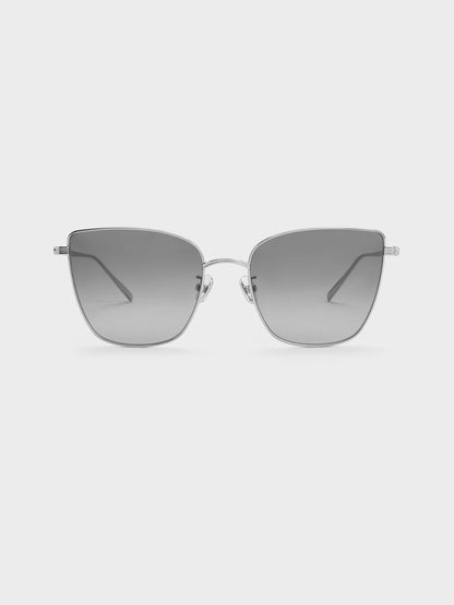 CHARLES & KEITH Great Value / Livonia Crystal Square Sunglasses - Silver