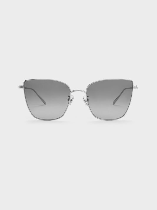 CHARLES & KEITH Great Value / Livonia Crystal Square Sunglasses - Silver