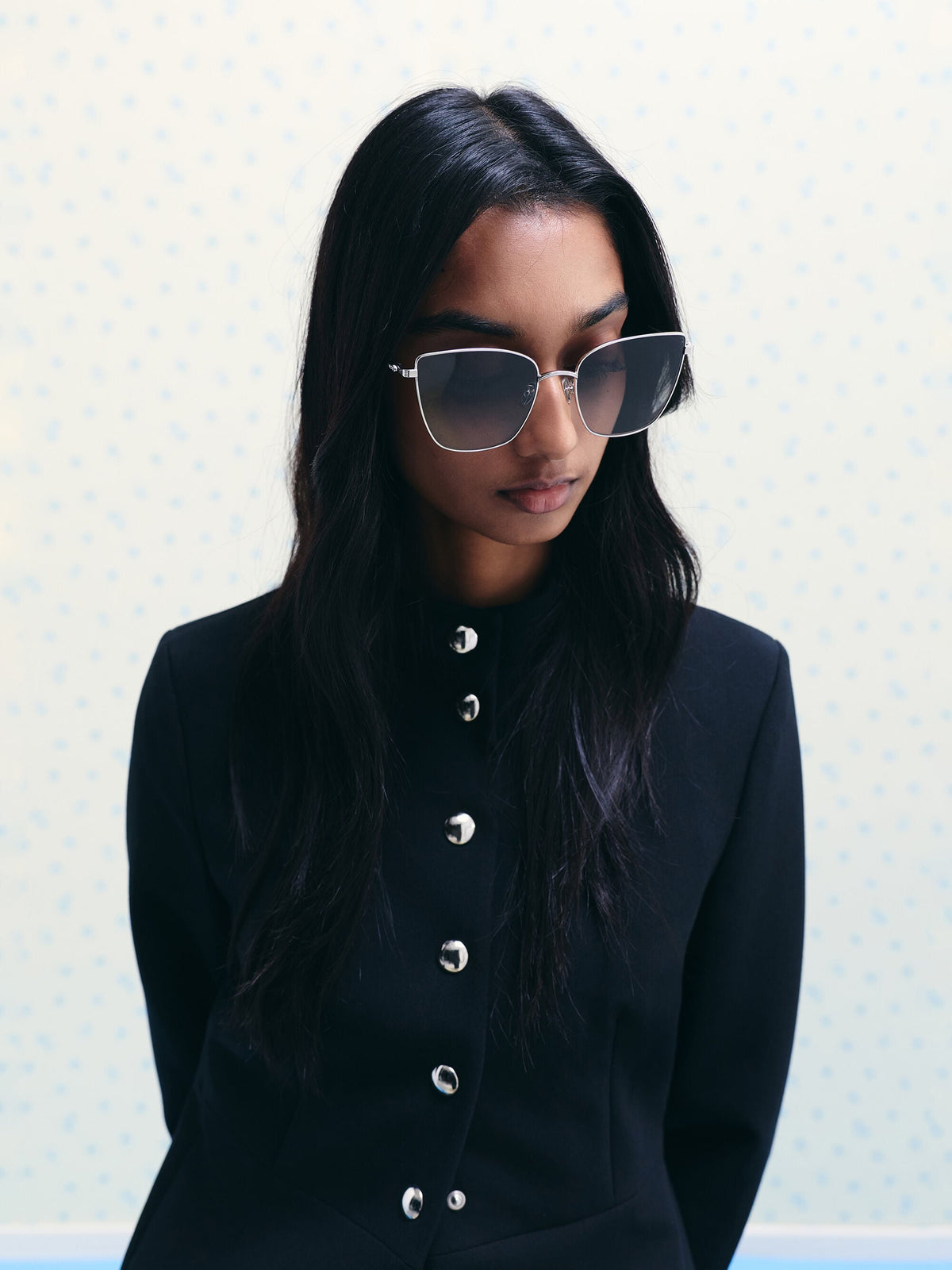 CHARLES & KEITH Great Value / Livonia Crystal Square Sunglasses - Silver