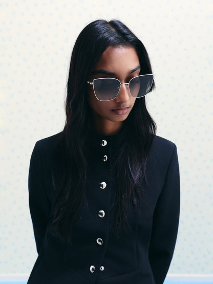 CHARLES & KEITH Great Value / Livonia Crystal Square Sunglasses - Silver