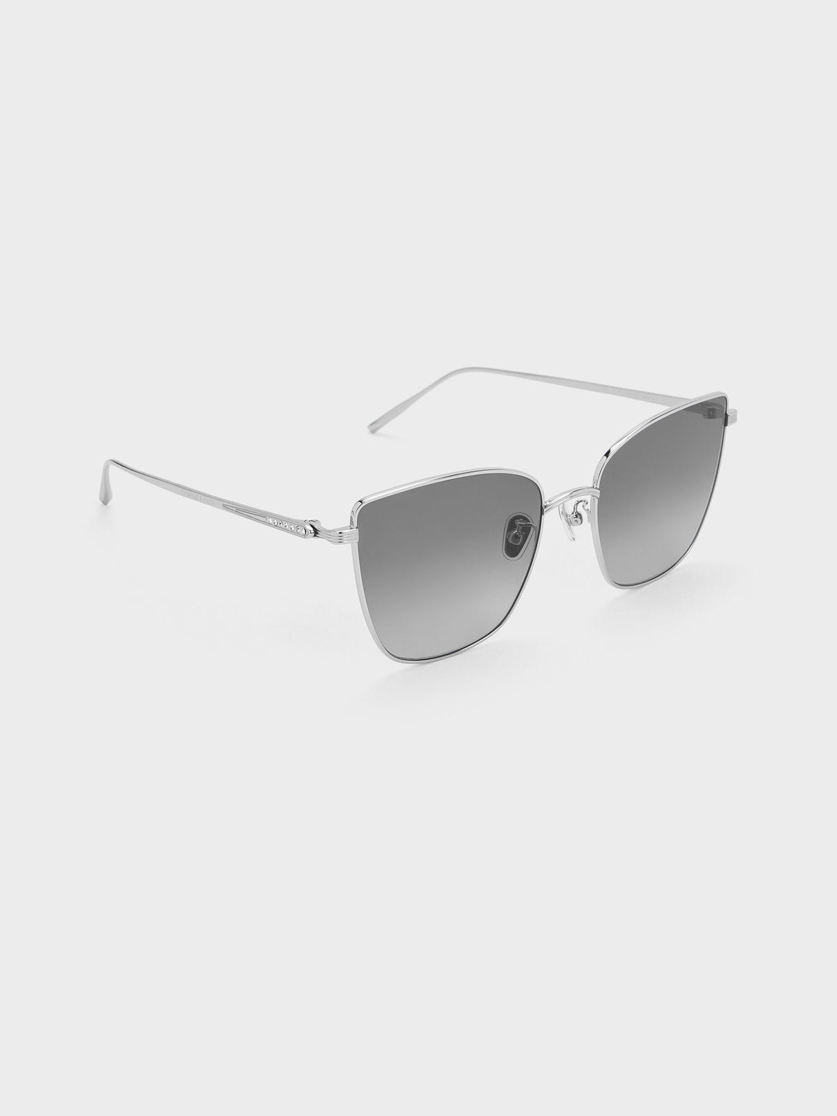 CHARLES & KEITH Great Value / Livonia Crystal Square Sunglasses - Silver