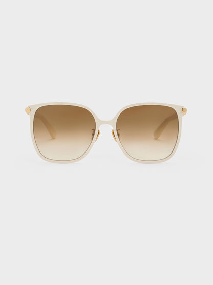 CHARLES & KEITH Featured / Ophelia Square Sunglasses - Cream