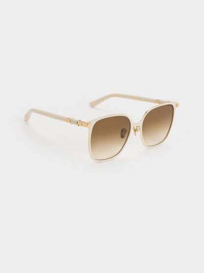 CHARLES & KEITH Featured / Ophelia Square Sunglasses - Cream