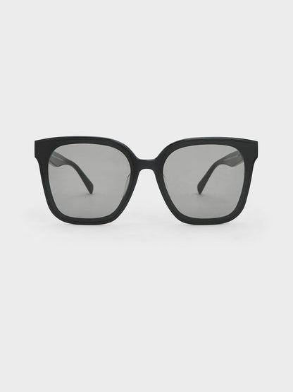 CHARLES & KEITH Popular / Gabine Oversized Butterfly Sunglasses - Black